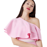 One shoulder soft ruffles