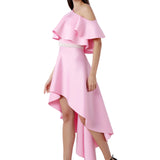 One shoulder soft ruffles