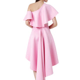 One shoulder soft ruffles