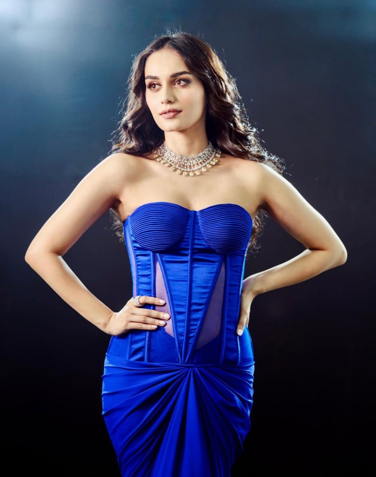 Manushi Chillar in the Bleu Georgia Set