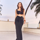 Kusha Kapila in the Noir draped skirt