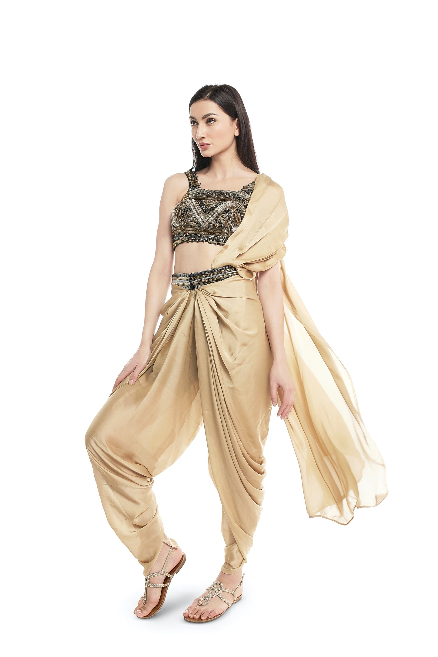 Chained dhoti saree