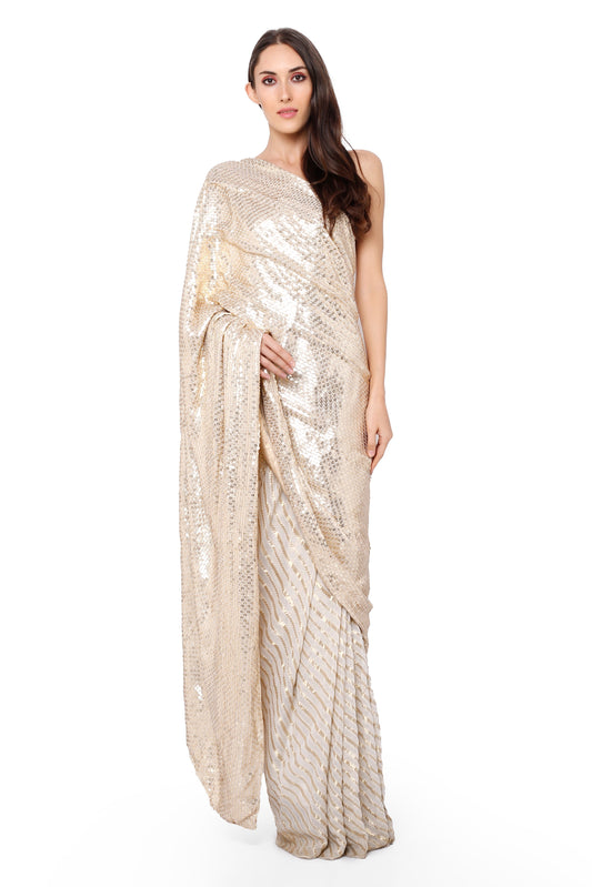 Sequinned drape saree